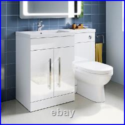 Bathroom Vanity Unit Sink Toilet White Cabinet Left Hand Basin Storage Furniture