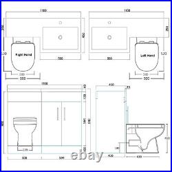 Bathroom Vanity Unit Sink Toilet White Cabinet Left Hand Basin Storage Furniture
